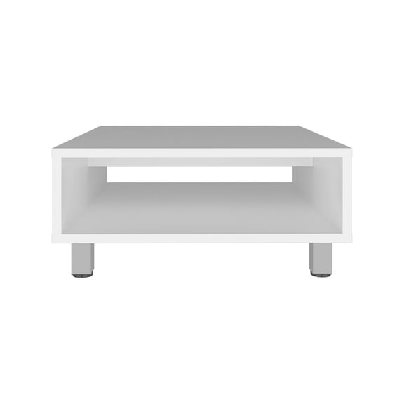 Knubmt Square Tea Table Coffe Table with Open Shelf, Wood End Table for Living Room, Office, White