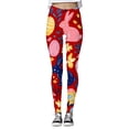 thumbnail image 4 of Women's Easter Print Athletic Leggings -Lifting Yoga Pants Red XL, 4 of 5
