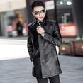 thumbnail image 5 of Gabardina de cuero de lujo Vevor para hombre, Chaqueta de cuero informal de negocios, abrigo Largo negro de PU, talla 4XL, 5 of 5