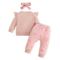 thumbnail image 4 of Xyant Toddler Baby Girl Clothes Daddys Girl Embroidery Ruffle Long Sleeve Sweatshirt Pants Headband Sets Fall Winter Outfits (Pink,18-24 Months), 4 of 7