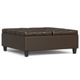 thumbnail image 5 of Simpli Home Harrison 40 inch Wide Transitional Square Large Coffee Table Storage Ottoman in Chocolate Brown Vegan Faux Leather, 5 of 15