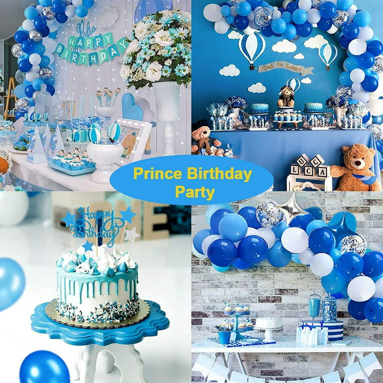 MMTX 1 Year Old Boy Birthday Decorations, Blue Prince 1 Year Old Birthday  Party Decoration Kid, Blue White Silver Balloon Garland for Boy 1st Baby  Shower, Anniversary Birthday 