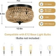 thumbnail image 5 of Table Lamp 3-Lights Woven Rattan Flush Mount Ceiling Light Fixture with Hand-Worked Cage Shade for Bedroom, Kitchen, Foyer, Porch,Bedroom Lamp, 5 of 9