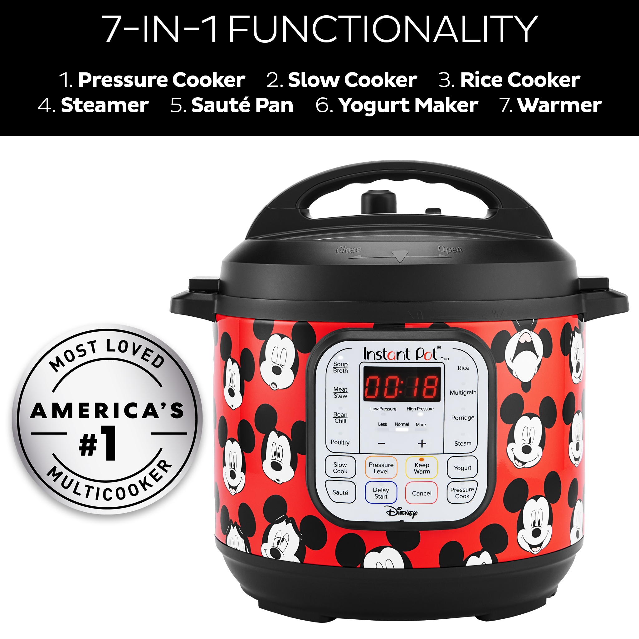 Instant Pot Duo 6 Quart Electric Pressure Cooker 7 in 1 Multicooker Disney Mickey Mouse