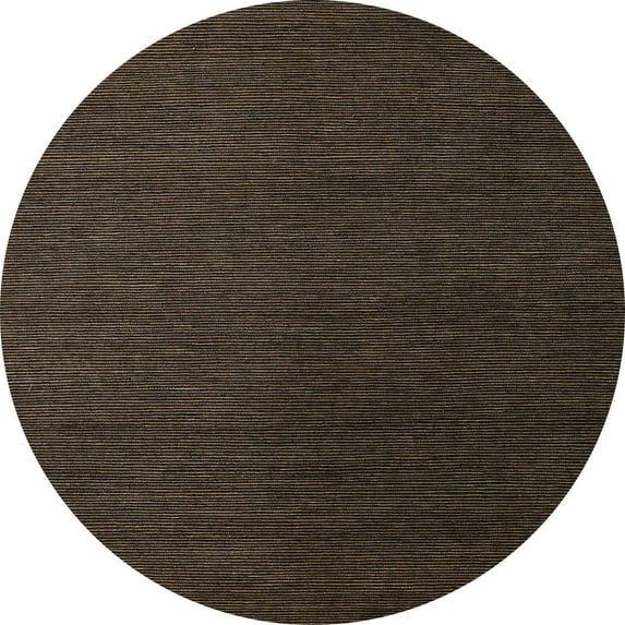 Ahgly Company Machine Washable Indoor Round Abstract Brown Brown Area Rugs, 7' Round