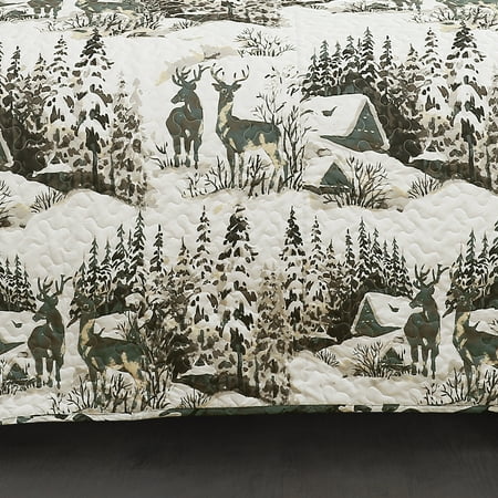 King 5pc Camouflage Reversible Quilt Set Green - Lush Décor