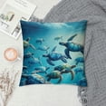 thumbnail image 2 of QZHH Ocean Throw Pillows Covers Blue Marine Life Seahorse Sea Turtle Decorative Square Pillowcases for Couch Sofa Bench Living Room Bedroom Decoration, 2 of 5