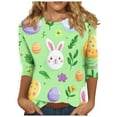 thumbnail image 2 of Jjayotai 3/4 Sleeve T Shirts for Women, 2025 Easter Graphic Bunny Easter Eggs Print Tops, Crewneck Casual Holiday Plus Size Tee Tshirts Multicolor XXL, 2 of 5