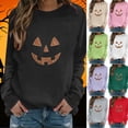 thumbnail image 2 of Yanchicy Womens Crew Neck Sweatshirt Long Sleeve Pullover Tops Thin Fleece Rhinestone Ghost Graphic Soft Loose Fall Halloween Clothes Spooky Season Outfit, 2 of 6