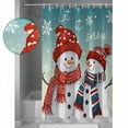 thumbnail image 3 of Teal Snowman Christmas Shower Curtains for Bathroom Waterproof Fabric Bath Curtains Decor Bath Tub Curtain Snowflake Xmas Decorative Shower Curtain Sets with 12 Hooks, 72x72 Inch, 3 of 6