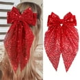 thumbnail image 2 of HIPYLO Glitter Bow Hair Clip for Baby Girl Ribbon Hair Clips Sparkly Bow Long Tail Barrette Hair Clip for Girls Kids Sequin Hair Bows Clip Barrette Bling Toddler Hair Accessories, 2 of 5