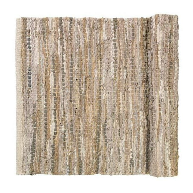 Blomus 65677 55 x 79 in. Carpo Leather Area Rug Woven, Moonbeam