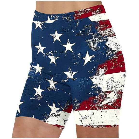 Womens High Waist Workout Biker Shorts 4th of July Patriotic Outfits for Women Stretch Athletic Short Leggings Navy, XXXL