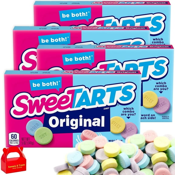 SweeTARTS Original Hard Candy 4 Theater Boxes Colorful Tiny Conversation Candies, Assorted Fruit Flavors, 20 oz Total