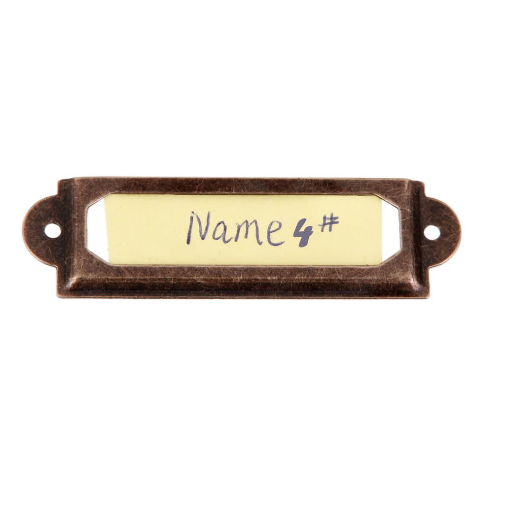 50x Iron Label Tag Frame Box Case Cabinet Card Label Holder Bronze 60*24mm