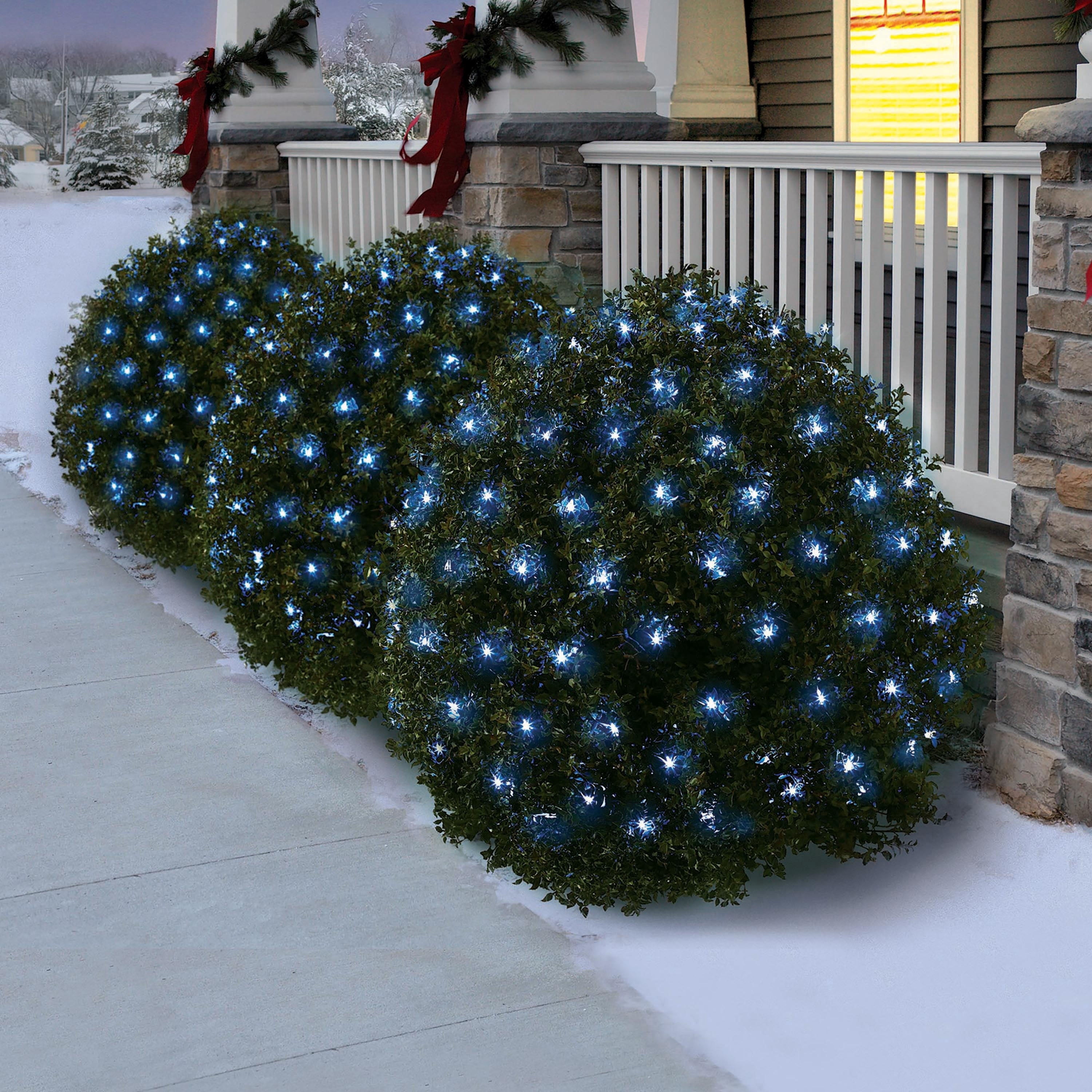 Indoor/Outdoor 160-Count LED 8-Function Sync Christmas Net Lights, Blue, Green Wire, 6' x 4', by Holiday Time