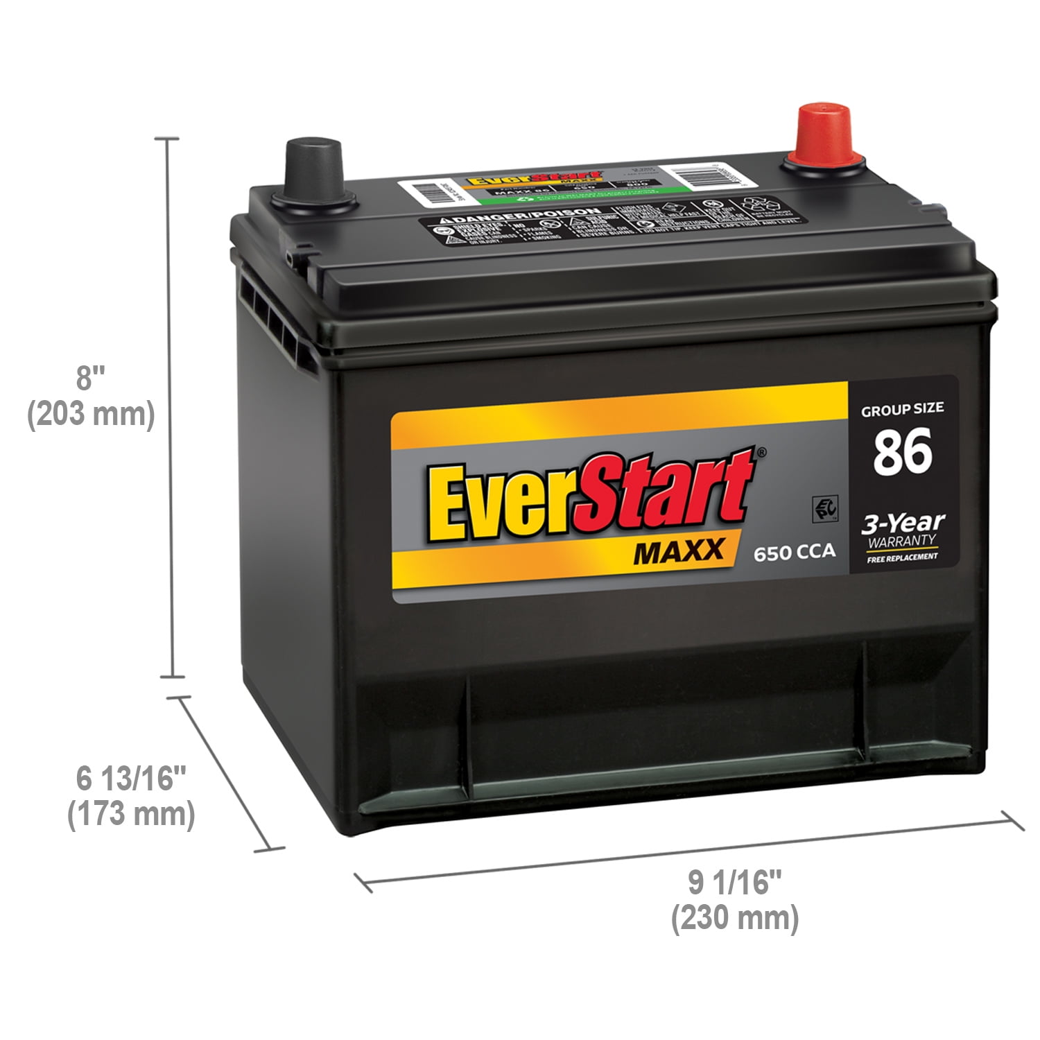 EverStart Maxx Lead Acid Automotive Battery, Group Size 86 (12 Volt/650  CCA) 