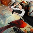 thumbnail image 4 of Feelyou Cartoon Red Bird Bedding Comforter Set 7pcs for Teens, Princess Castle Queen Bedding Sets, Flower Plant Botanical Reversible Queen Sheet Sets, Super Cozy Room Decor, 4 of 7