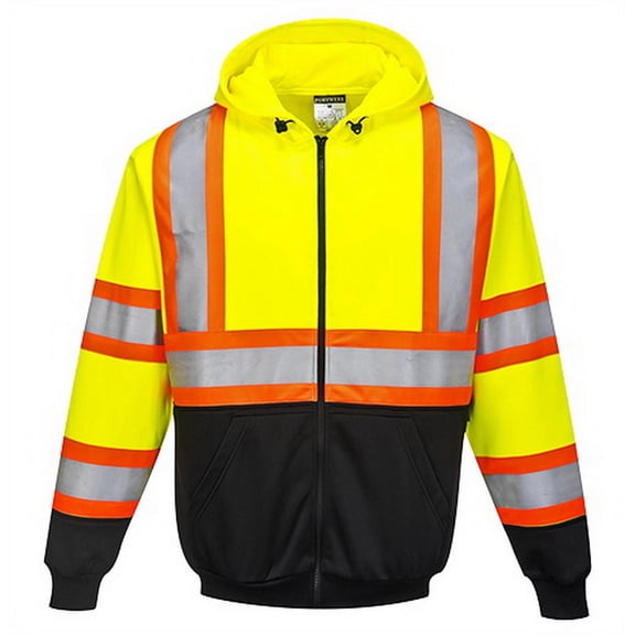 Portwest UB316 Kansas Zipped Multi-Purpose Reflective Hoodie Yellow/Black, Medium