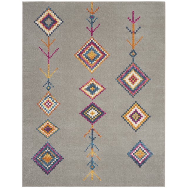 homeroots home decor 385798 8’ x 10’ Gray and Multicolor Geometric Area Rug