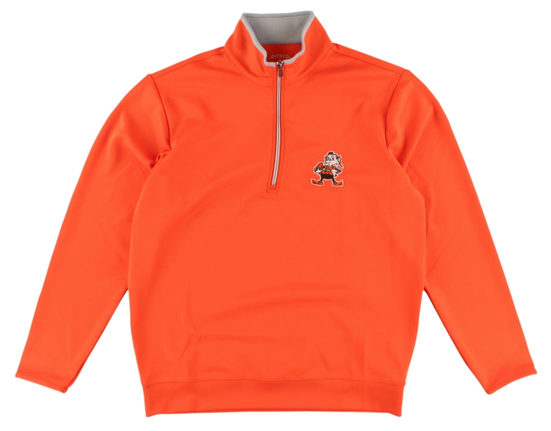Antigua Mens Cleveland Browns NFL Leader Pullover Jacket Orange by