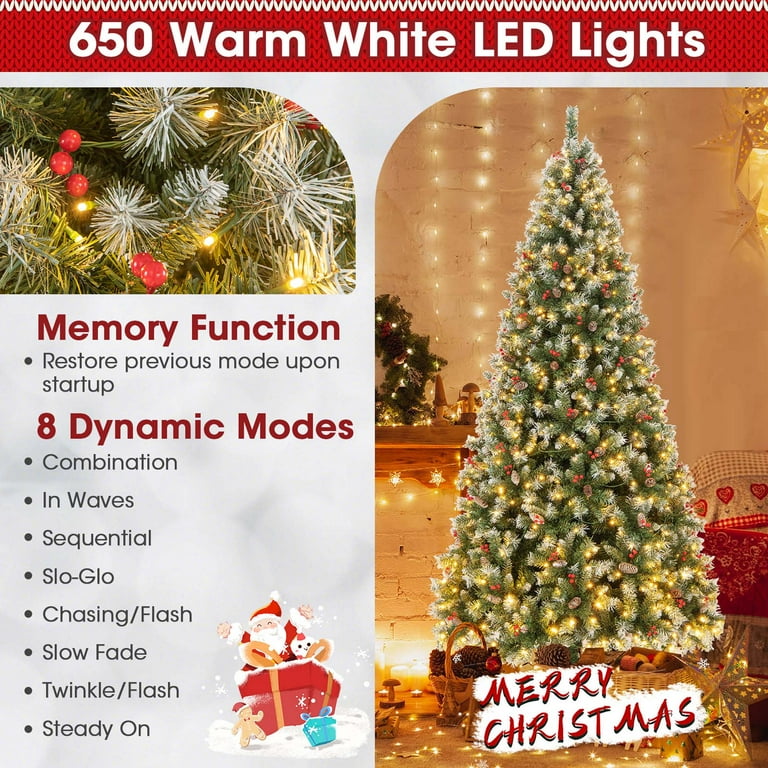 Costway 9 FT Artificial Christmas Tree, 650 Warm LED Lights, 309