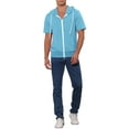 thumbnail image 2 of INSPIRAR CHIC Sudaderas de Manga Corta para Hombre con Capucha, Chaquetas con Cremallera de Color Sólido, Azul Claro M, 2 of 4