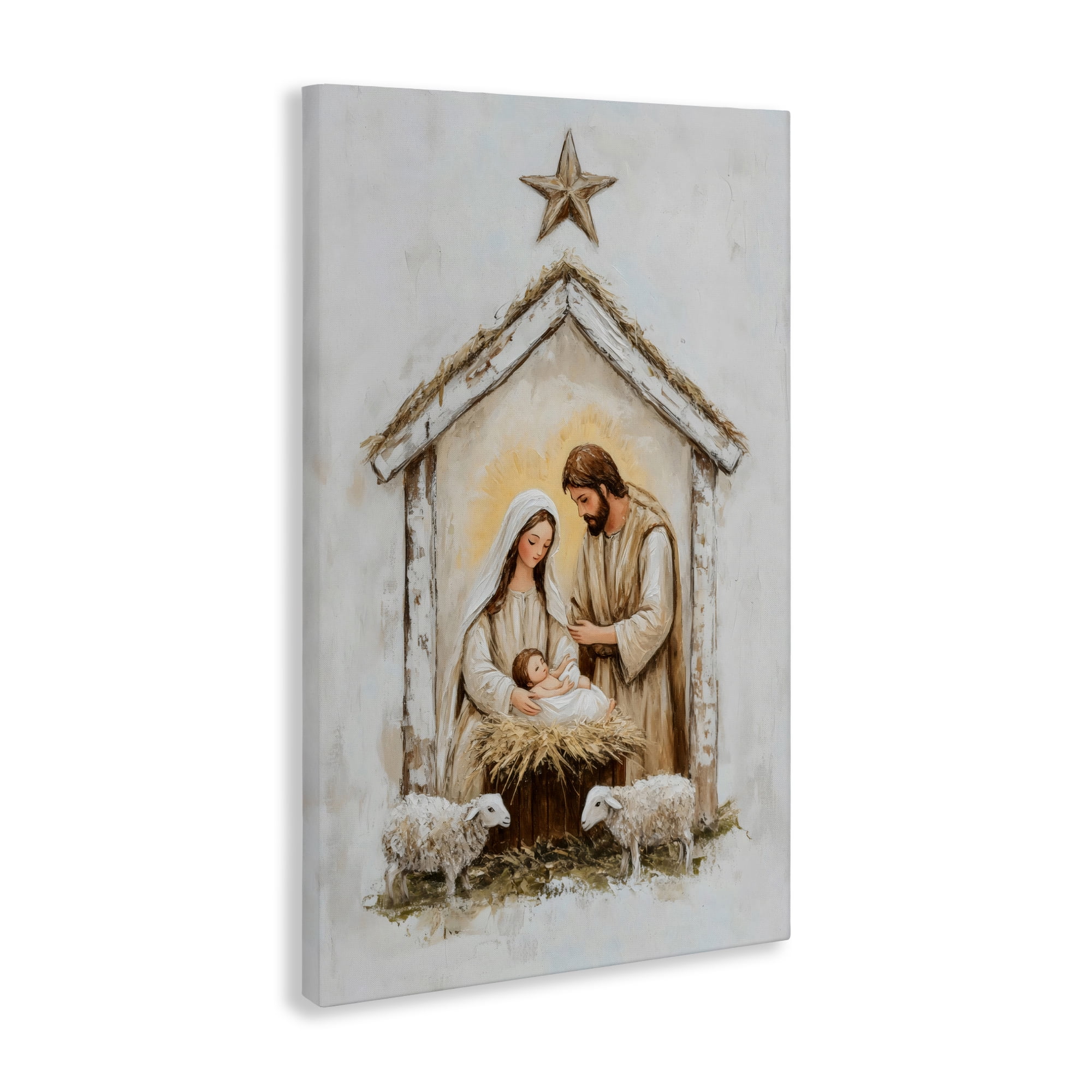 Little Lambs & Nativity Canvas Wall Art, design by Petal Prints Design