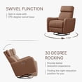 thumbnail image 4 of CHITA Power Swivel Glider Recliner for Living Room Nursing Chair Faux Leather Recliner with USB Ports, Brown, 4 of 12