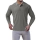 thumbnail image 1 of Camiseta de manga larga con cuello abotonado y rayas para hombre - Poliéster spandex, estilo informal, 1 of 5