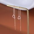 thumbnail image 3 of Solid 925 Sterling Silver Love Heart Chain Dangle Earrings Drops for Women Teens Heart Tassel Dangle Earrings Threader, 3 of 12