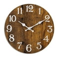 thumbnail image 2 of Trayknick Vintage Rustic 10-Inch Round Wood Wall Clock - Non-Ticking Silent Battery Operated, Indoor Analog Clock for Home Decoration, 2 of 8