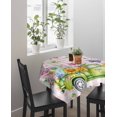 thumbnail image 4 of Spring Easter Suqare Tablecloth - 60 x 60 Inch, Colorful Eggs Floral Truck Butterflies Pink Plaid Waterproof & StainResistant Tablecloth, Washable Oil-proof Table Cover for Dining/Party/Wedding, 4 of 9