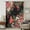 Green Red Black, variant on Cardinal Bird Sheer Curtains 45 Inches Long for Bedroom, Winter Poinsettia Pine Cones Berry Black Light Filtering Privacy Drapes, Breathable Semi Sheer Short Window Treatment for Kitchen Bathroom