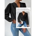 thumbnail image 6 of STARVNC Women Draped Neck Long Sleeve Chiffon Blouse, 6 of 7