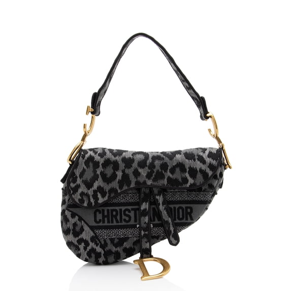 Pre-Owned Dior Leopard Canvas Medium Saddle Bag