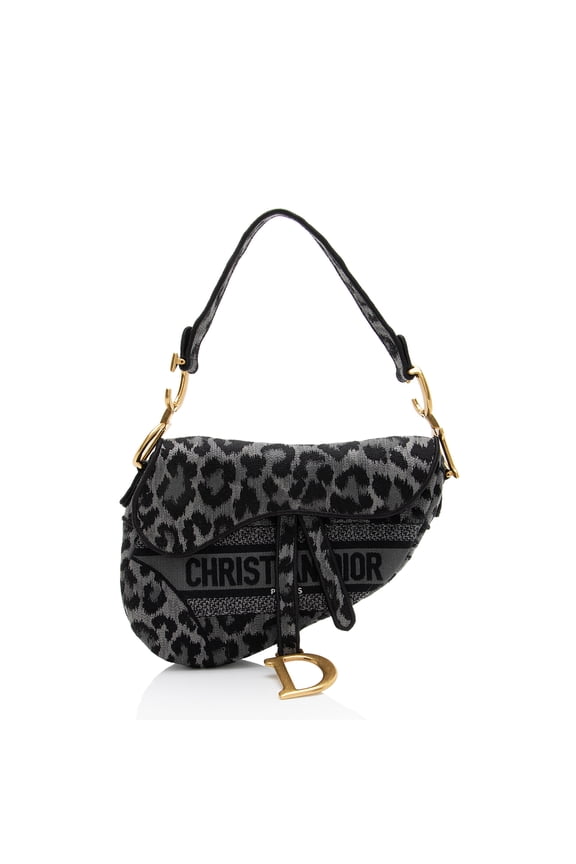 Pre-Owned Dior Leopard Canvas Medium Saddle Bag