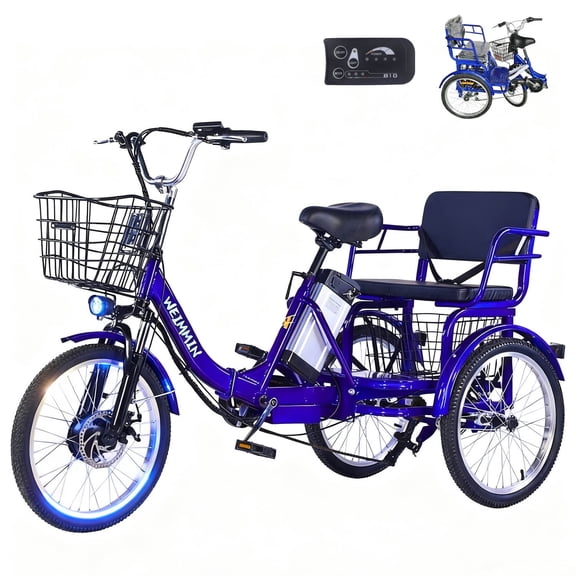 Electric Trike for Adults,20 Inch Folding 3 Wheel Electric Tricycle Peak 700w,36V13AH Removable Li-Battery, Ebike Suitable for Carrying Passengers and Cargo