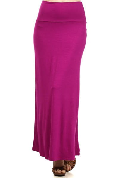 Moa Collection Women's Stylish Spandex Comfy Fold-Over Flare Long Maxi ...