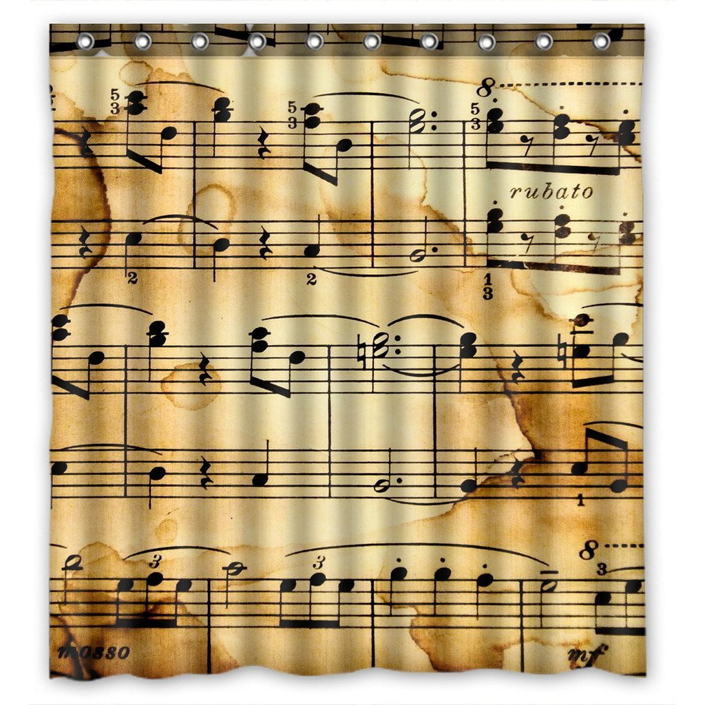 GCKG Music Notes Waterproof Polyester Shower Curtain Bathroom Deco