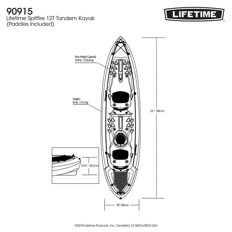 Lifetime Spitfire 12 ft Tandem Kayak, Sunset Fusion (90915