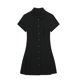 thumbnail image 2 of HH TRAF Vestido mini de manga corta estilo camisa con cuello vuelto para mujer, nuevo y sexy, elegante, de un solo pecho, ajustado, 2 of 4