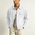 thumbnail image 5 of sdhkgrrt Men's Plus Size Denim Shacket Fall Winter Long Sleeve Collared Casual Jacket Button Down Work Outfits Loose Fit Clothes, White 4XL, 5 of 9