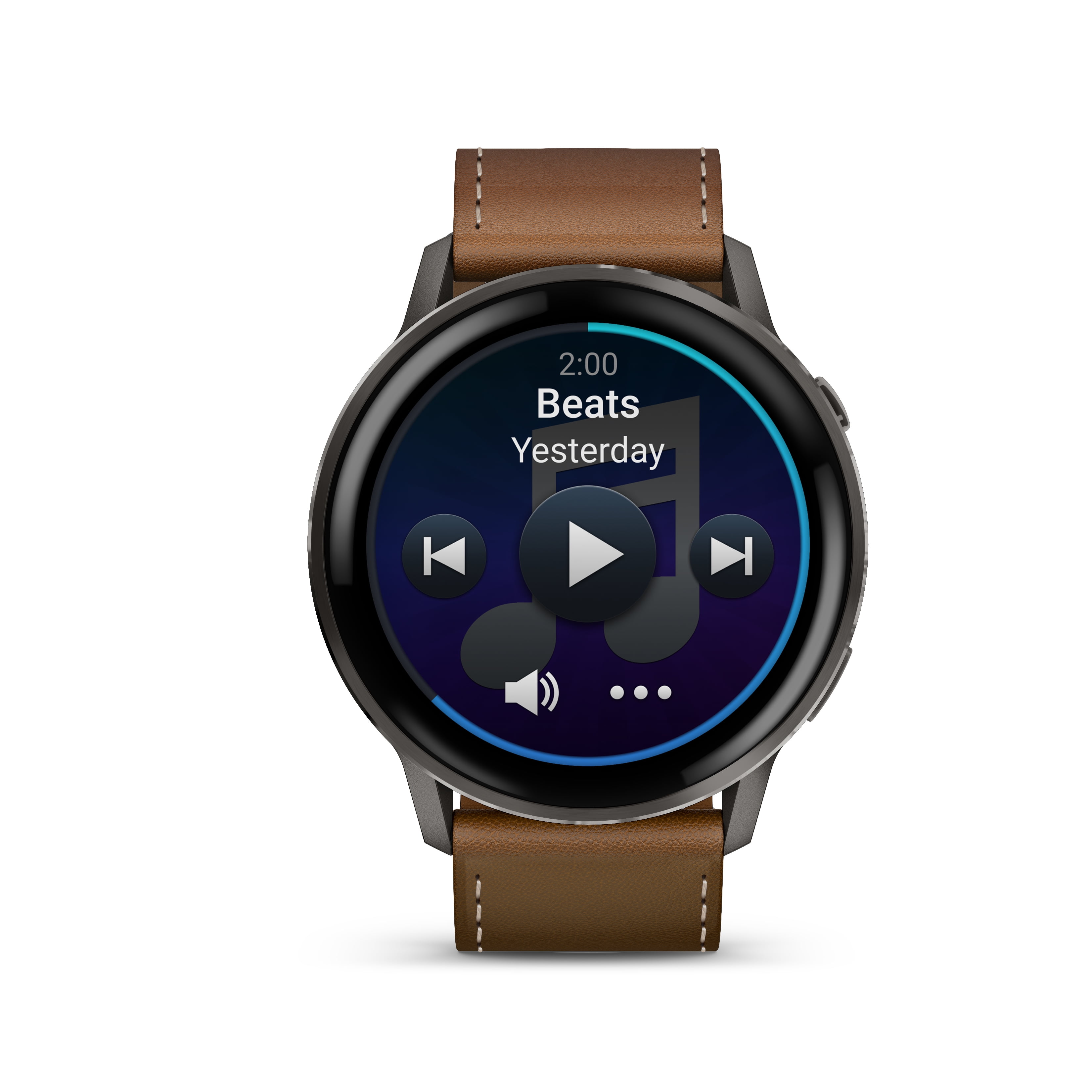 Garmin Venu 4 GPS Smartwatch - 45mm Slate with Black Silicone Band and Brown Leather Band