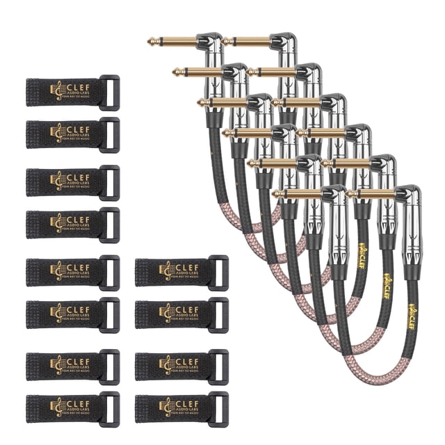 Cable de guitarra Clef Audio Labs de 6,35 mm TS a 6,35 mm TS en ángulo TS
