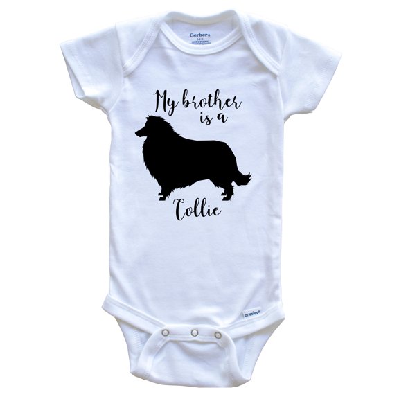 My Brother Is A Collie Cute Dog Baby Bodysuit - Collie One Piece Baby Bodysuit, 0-3 Months White