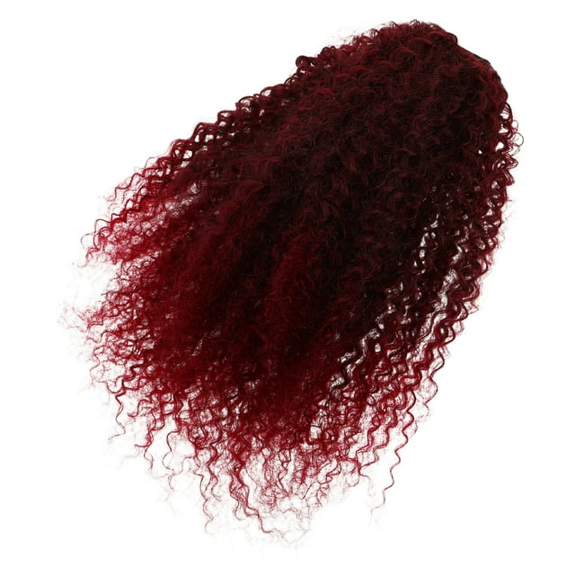Minkissy Synthetic Afro Curly Ponytail Hair Extension Dark Red Drawstring Design for Updo and Parties