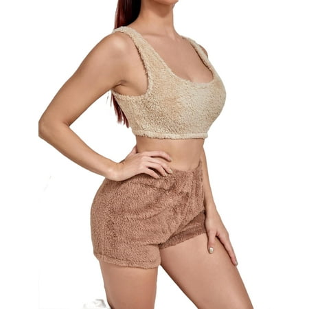 

Scoop Neck Cute Letter Short Sets Multicolor Sleeveless Women Pajama Sets
