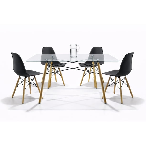Set de 4 Sillas y Comedor Mundo In Sillas JM-1618 Oslo Negro y Comedor Rectangular