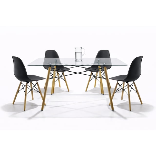 Set de 4 Sillas y Comedor Mundo In Sillas JM-1618 Oslo Negro y Comedor Rectangular